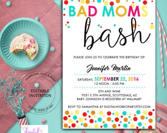 birthday bash party invitation template birthday party etsy