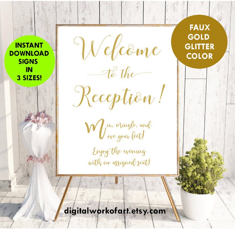 Welcome To Our Reception Signs Diy Rustic Wedding Welcome Etsy