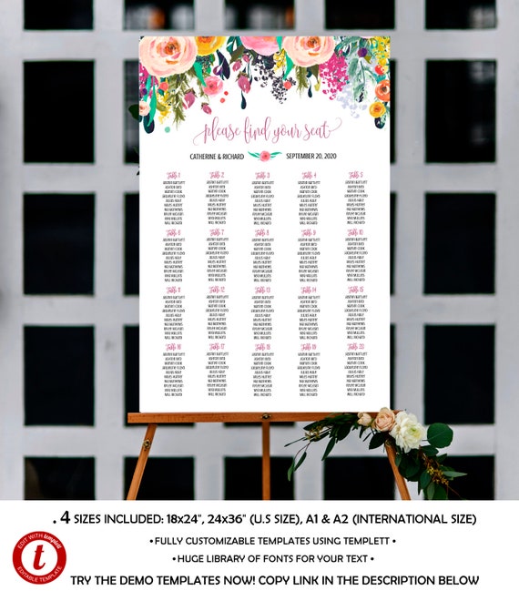 Seating Chart Template Etsy