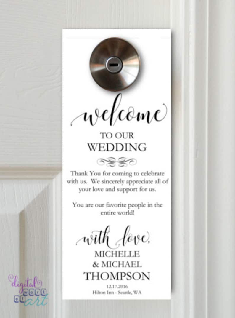 Wedding Favor Welcome Bag Rustic Wedding Editable PDF Printable Please Do Not Disturb Door Hanger Printable Wedding Door Hanger Template