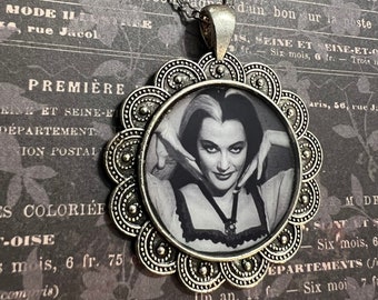 Ornate Lily Munster Oval Frame Necklace Munsters