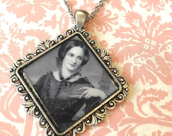 Charlotte Bronte Book Portrait Jane Eyre Bronte Sisters Necklace Charm