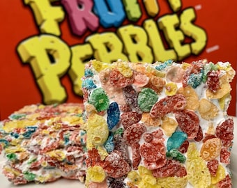 Fruity Pebbles Marshmallow Squares - Rice Krispie Treats Made with our Flofys Gourmet Handcrafted Marshmallows