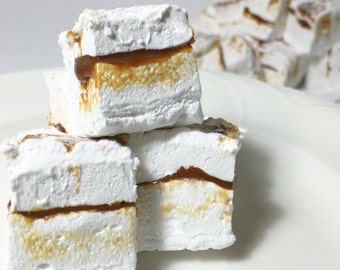 Dulce de Leche Swirl Gourmet Marshmallows  ~ 1 Dozen Gourmet Handcrafted Marshmallows