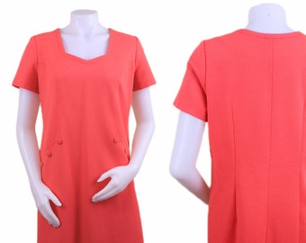 Vintage 60s Burnt Orange Shift Dress 1960s Womens Medium M