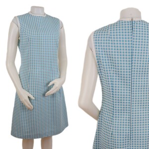 Thumbnail of the Vintage 60s Blue and White Checkered Picnic Dress 1960s Womens Small S