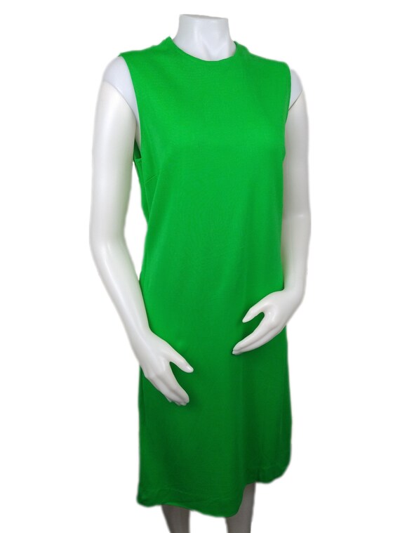 Vintage 60s Green Sleeveless Shift Dress 1960s Wo… - image 8