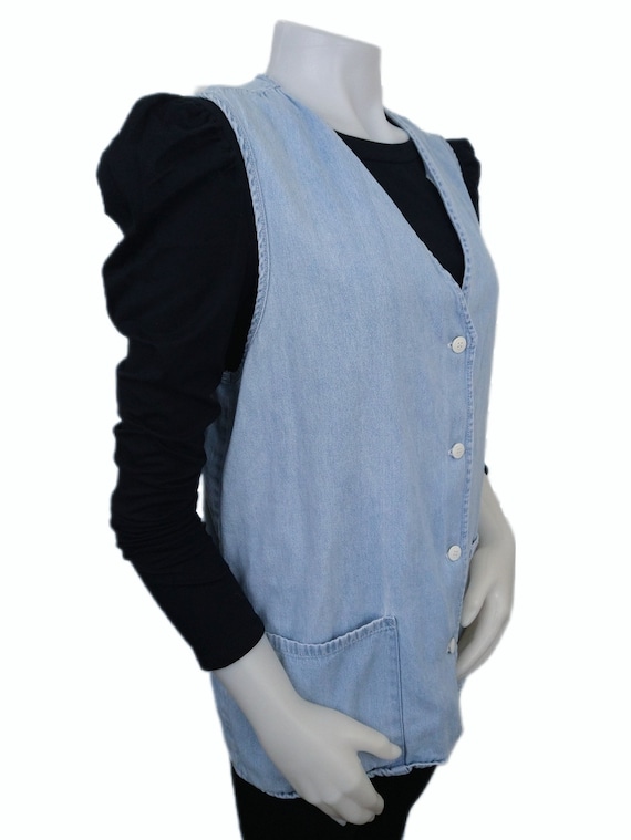 Vintage 90s Denim Blue Button-Up Artist Vest with… - image 6
