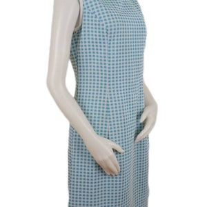 Side of the Vintage 60s Blue and White Checkered Picnic Dress 1960s Womens Small S