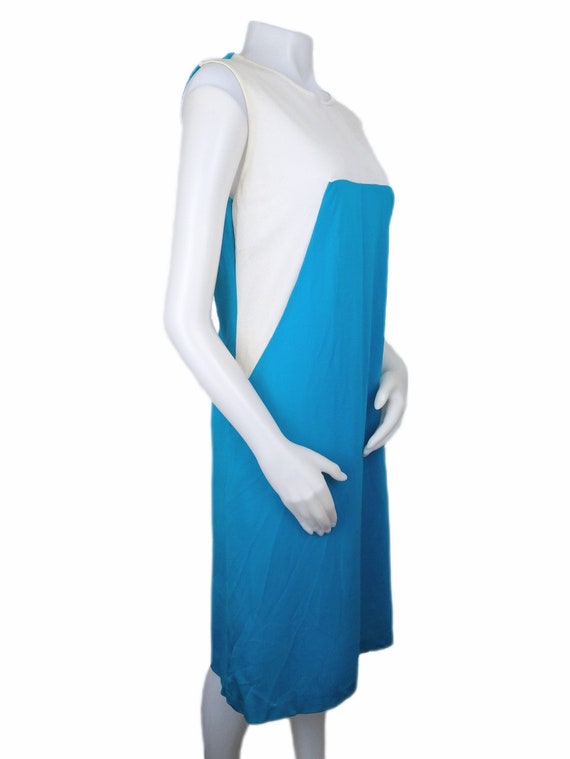 Vintage Deadstock 60s Blue Colorblock Sporty Shif… - image 3