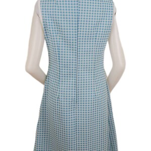 Back of the Vintage 60s Blue and White Checkered Picnic Dress 1960s Womens Small S