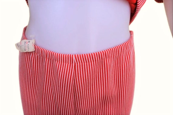 Vintage Deadstock 70s Red & White Pinstriped Butt… - image 8