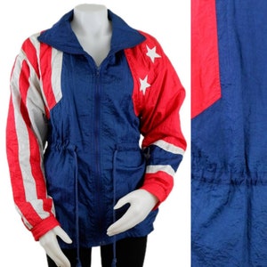 Buy the VTG Mondetta MN's Embroidered USA Red White & Blue Bomber Jacket  Size XP