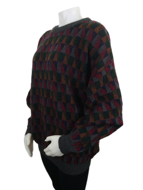 Vintage 90s Geometric Pullover Sweater 1990s Mens… - image 3