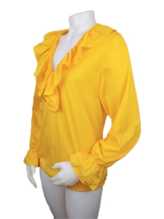 Vintage Yellow Shakespearean Ruffle Front Blouse … - image 6