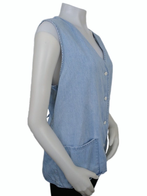 Vintage 90s Denim Blue Button-Up Artist Vest with… - image 4
