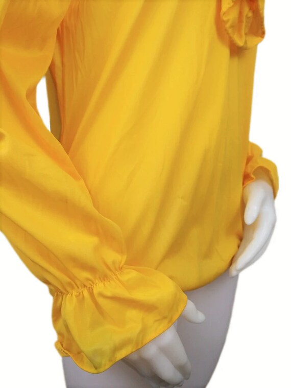 Vintage Yellow Shakespearean Ruffle Front Blouse … - image 4