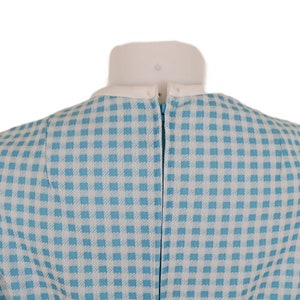 Close up of the Vintage 60s Blue and White Checkered Picnic Dress 1960s Womens Small S