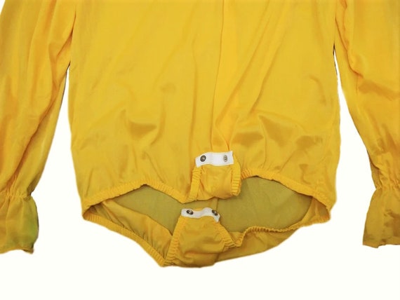 Vintage Yellow Shakespearean Ruffle Front Blouse … - image 8