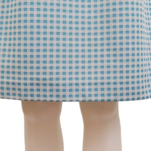 Close up of the Vintage 60s Blue and White Checkered Picnic Dress 1960s Womens Small S