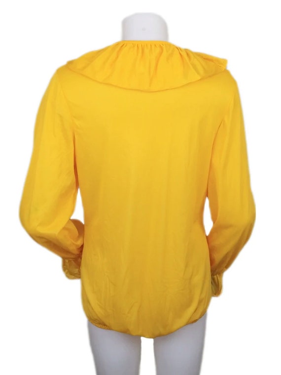 Vintage Yellow Shakespearean Ruffle Front Blouse … - image 5