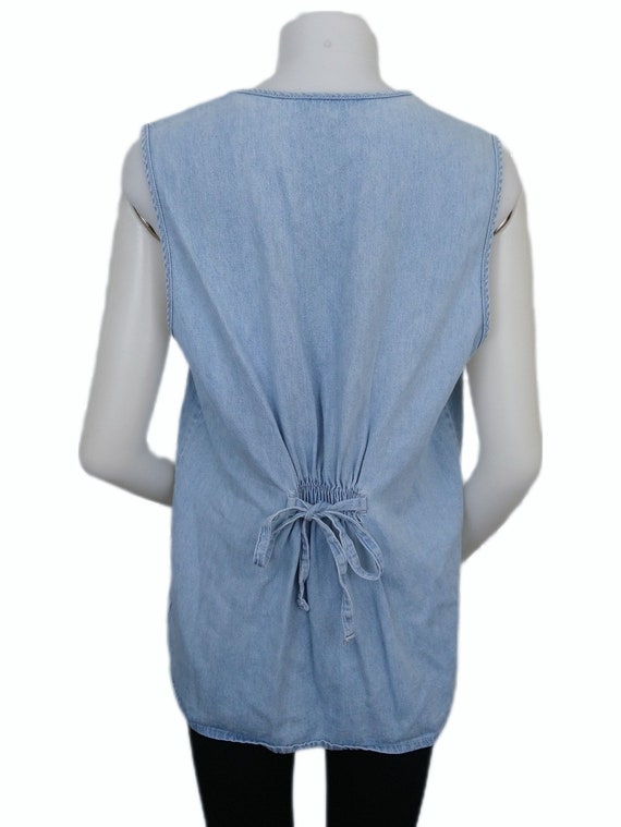 Vintage 90s Denim Blue Button-Up Artist Vest with… - image 7