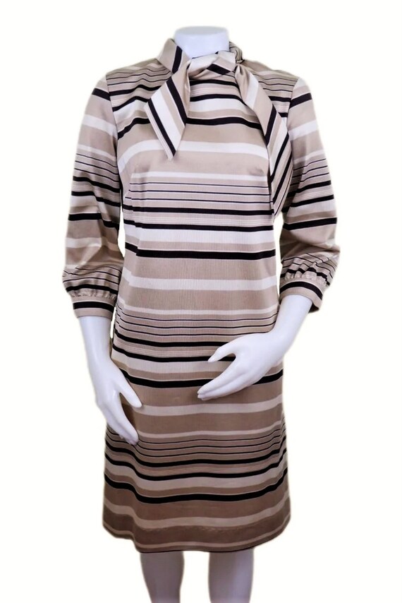 Vintage Deadstock 60s Mod Striped Dress with Tie … - image 2