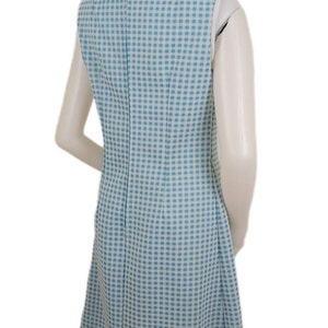 Back of the Vintage 60s Blue and White Checkered Picnic Dress 1960s Womens Small S