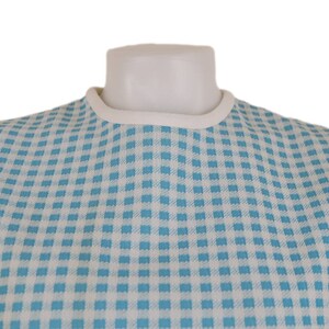 Close up of the Vintage 60s Blue and White Checkered Picnic Dress 1960s Womens Small S