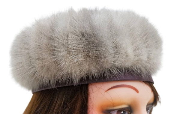 Vintage 50s / 60s Soft Grey Mink Fur Pillbox Hat … - image 5