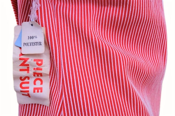 Vintage Deadstock 70s Red & White Pinstriped Butt… - image 6