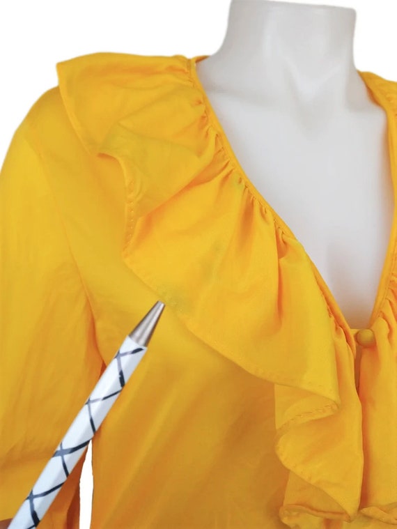 Vintage Yellow Shakespearean Ruffle Front Blouse … - image 9