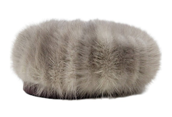 Vintage 50s / 60s Soft Grey Mink Fur Pillbox Hat … - image 6