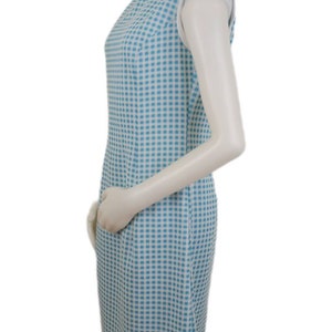 Side of the Vintage 60s Blue and White Checkered Picnic Dress 1960s Womens Small S