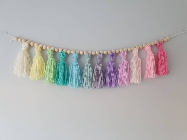 Pastel tassel garland rainbow wall decor pastel bunting image 0