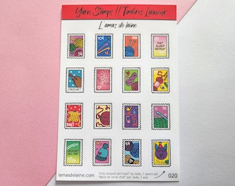 Yarn Stamps Planner stickers - Kiss cut Sticker sheet - hook yarn skein knitting crochet hank knitter cute bujo scrapbooking agenda