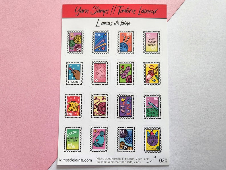 Yarn Stamps Planner stickers Kiss cut Sticker sheet hook yarn skein knitting crochet hank knitter cute bujo scrapbooking agenda image 1