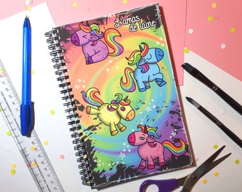 Magical unicorns Soft cover Notebook - Lined paper magic rainbow psychedelic colors prism mythical journal diary planner agenda stars