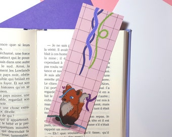 Bernard the fox Bookmark - yarn ball hank skein reading book for readers crochet pattern love book addict animal woodland creature fibers