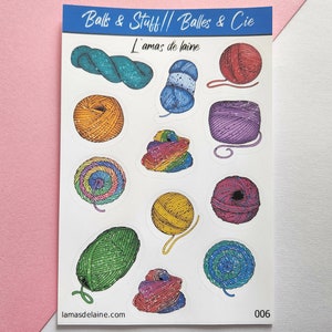 Balls & Stuff Planner stickers Kiss cut Sticker sheet Cute hank ball skein crochet knitting merino planner bullet journal agenda image 1