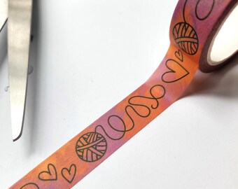 Washi Tape Love - Knitting yarn lover hearts skeins stationery addict pink roll masking orange cute drawing journal scrapbooking card making