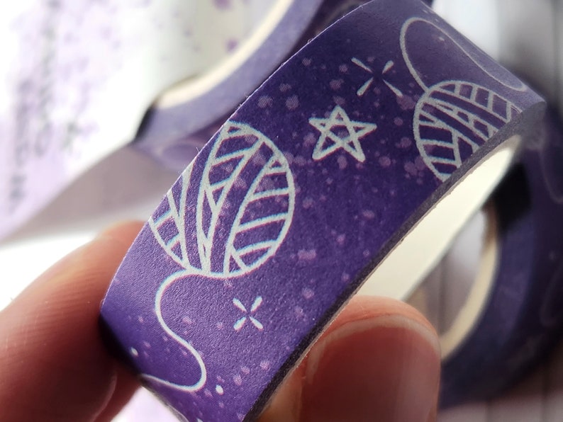 Washi Tape Galaxy Knitting yarn lover space stars stationery addict purple roll masking night sky drawing journal scrapbooking agenda image 2