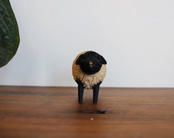 Bottle Brush Sheep Figure, folk art spring decor