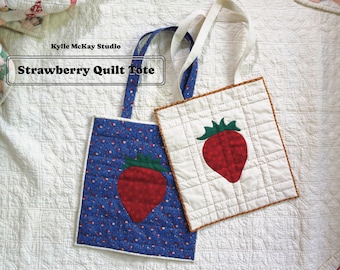 Strawberry Quilt Tote PDF Sewing Pattern - beginner pattern for sewing and quilting, handmade wardrobe, DIY