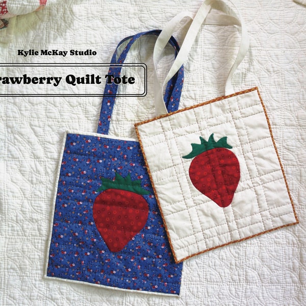 Strawberry Quilt Tote PDF Sewing Pattern - beginner pattern for sewing and quilting, handmade wardrobe, DIY