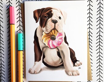 English Bulldog Card | English Bulldog Gift | English Bulldog Birthday Card | Veterinarian Birthday Card | Veterinarian Thank You Card