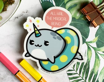 Waterproof Narwhal Vinyl Sticker | Narwhal Laptop Sticker | Narwhal Gift | Narwhal Water Bottle Sticker | Narwhal Bento Box Sticker