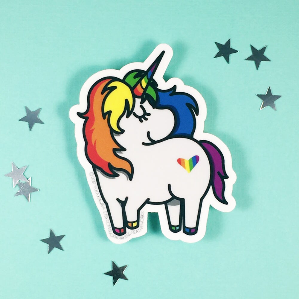 Waterproof Rainbow Unicorn Vinyl Sticker Unicorn Sticker Etsy Australia