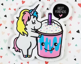 Waterproof Unicorn Best Friends Sticker | Unicorn Vinyl Sticker | Unicorn Sticker | Unicorn Laptop Sticker | Unicorn Water Bottle Sticker