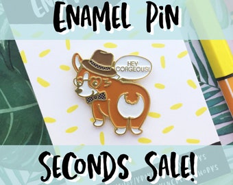 Corgi Enamel Pin Seconds | Seconds Enamel Pin | Lapel Pin Seconds | Seconds Pin | Seconds Sale | Enamel Pin Sale | Corgi Pin | Corgi Gift